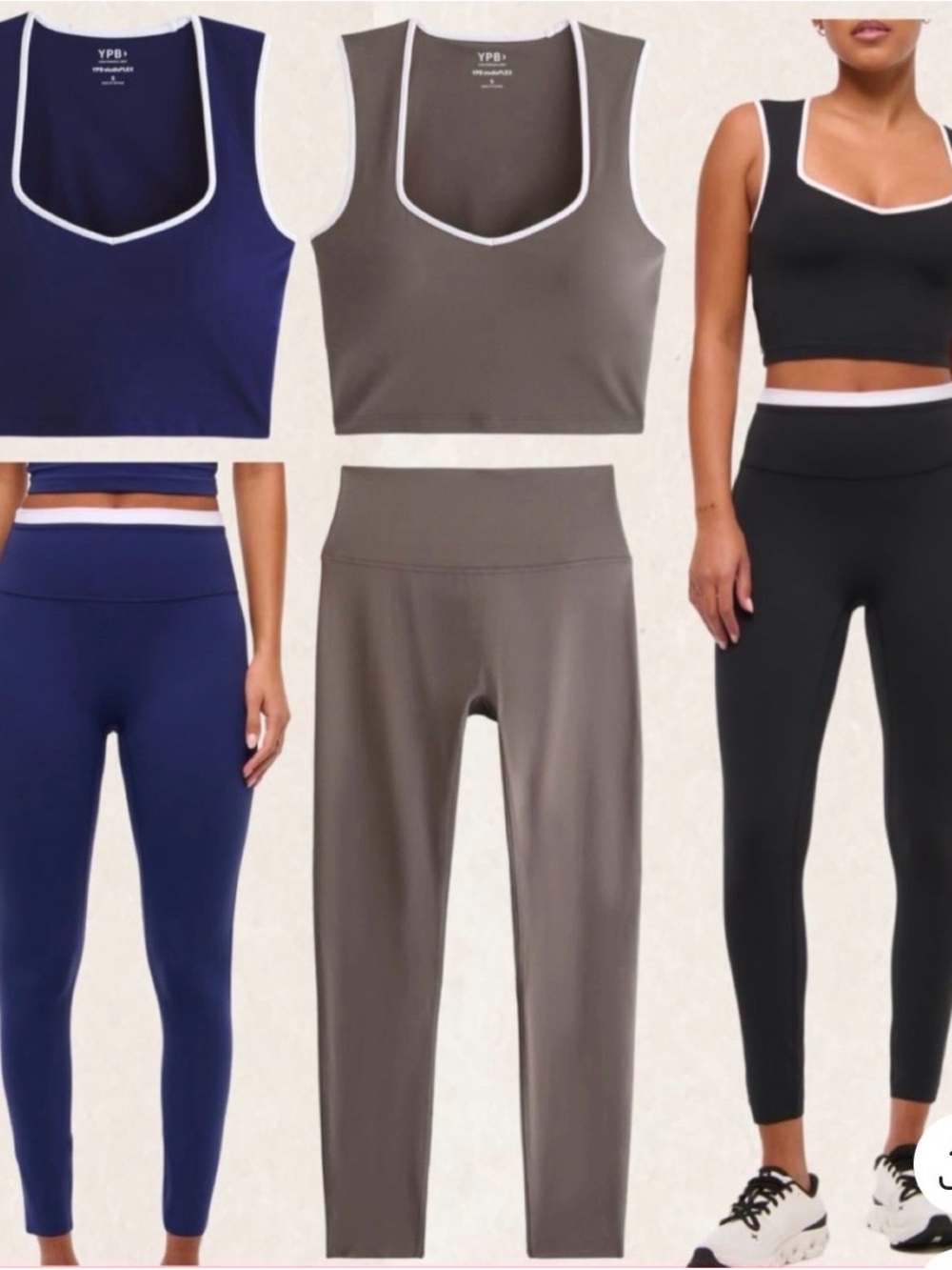 YPL Contrast-Trim Crop Tank and High-Waist Leggings Set - Small - Abercrombie